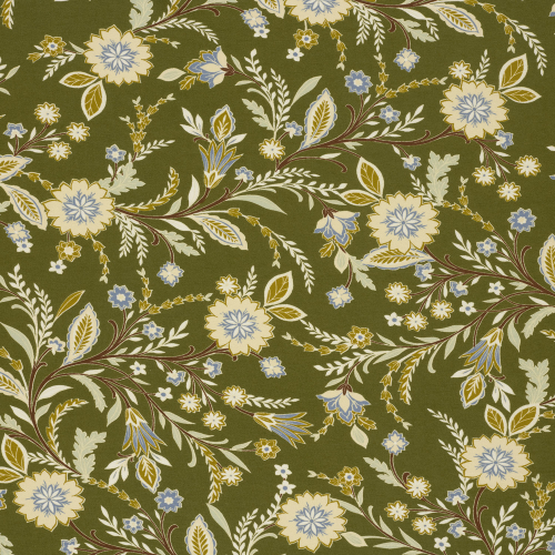 Preview: Viskosejersey - Evie Flowers - olive