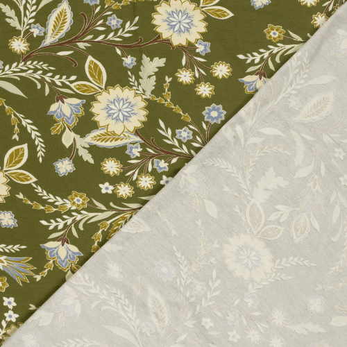 Preview: Viskosejersey - Evie Flowers - olive
