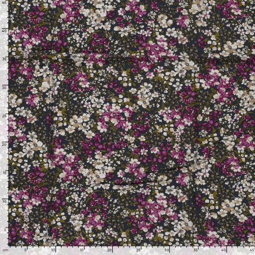 Viskose - Milda Flowers - magenta/navy