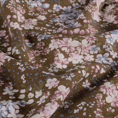 Preview: Viskose - Milda Flowers - light blue/brown