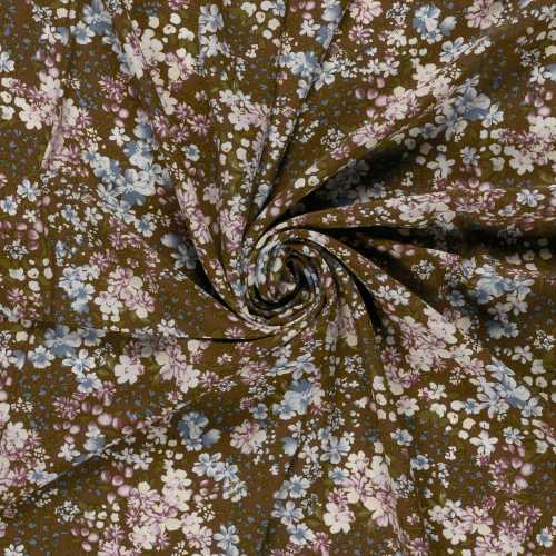 Viskose - Milda Flowers - light blue/brown