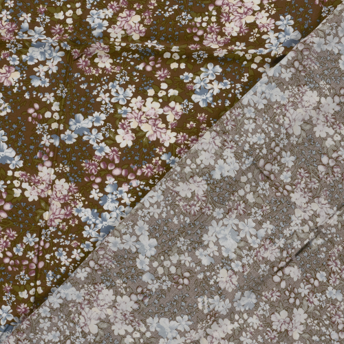 Preview: Viskose - Milda Flowers - light blue/brown