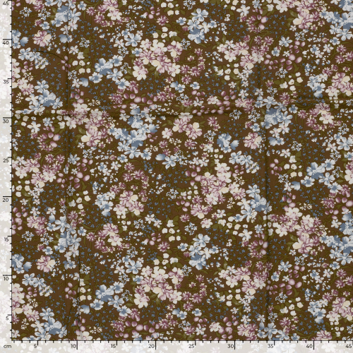 Viskose - Milda Flowers - light blue/brown