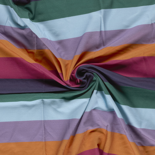 Preview: French Terry - Pablo Streifen - flieder/orange/fuchsia/lila