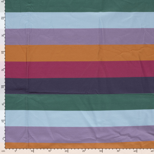 French Terry - Pablo Streifen - flieder/orange/fuchsia/lila