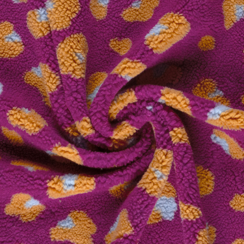 Teddy Plüsch - Mantelstoff - Kenta Leo - fuchsia/orange