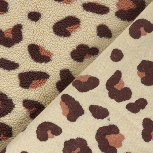 Preview: Teddy Plüsch - Mantelstoff - Kenta Leo - beige/brown