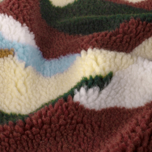 Teddy Plüsch - Mantelstoff - Mountain - bordeaux/green/sand