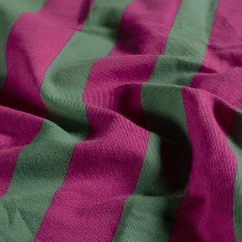 French Terry - Milo Streifen - fuchsia/grasgrün