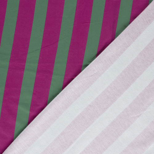Preview: French Terry - Milo Streifen - fuchsia/grasgrün