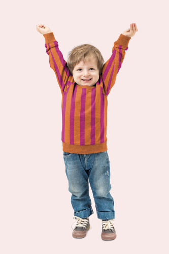 French Terry - Milo Streifen - orange/pink