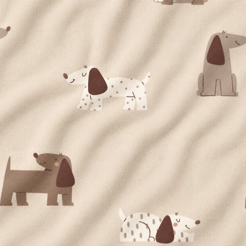 French Terry Crepe - Waldi Dog - beige/brown