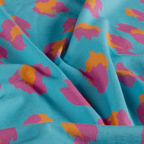 Preview: Jersey - Leo - türkis/fuchsia/orange - by Fräulein von Julie