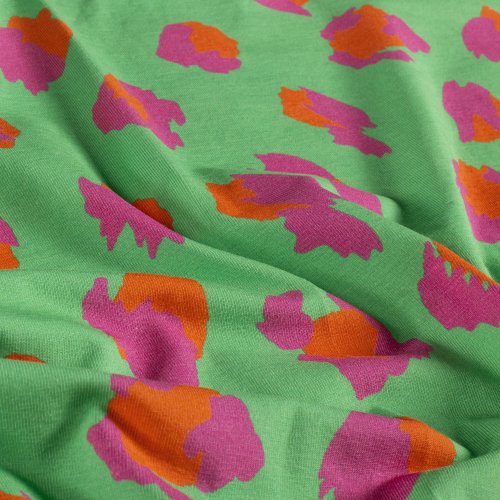 Preview: Jersey - Leo - grün/fuchsia/orange - by Fräulein von Julie