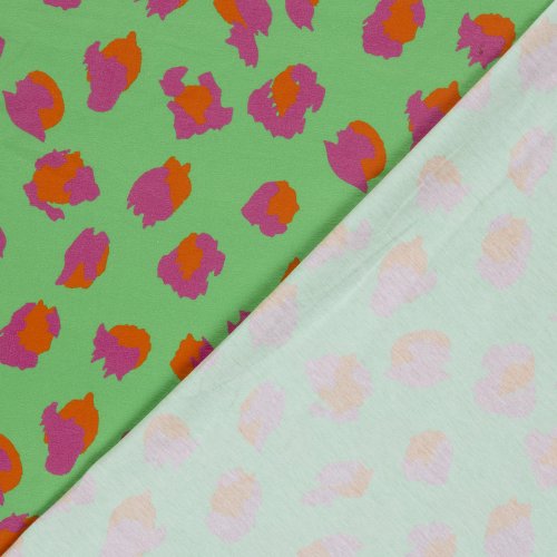 Preview: Jersey - Leo - grün/fuchsia/orange - by Fräulein von Julie