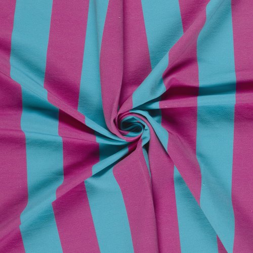 French Terry - Blockstreifen - fuchsia/türkis - by Fräulein von Julie