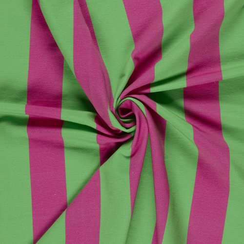 French Terry - Blockstreifen - grün/fuchsia - by Fräulein von Julie