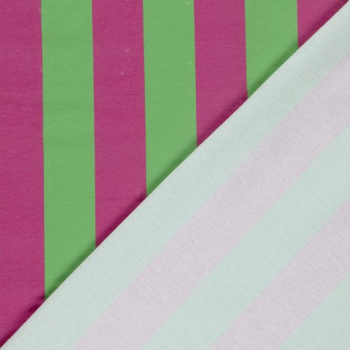 Preview: French Terry - Blockstreifen - grün/fuchsia - by Fräulein von Julie