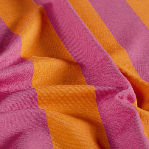Preview: RESTSTÜCK 0,40m !!! - French Terry - Blockstreifen - orange/fuchsia - by Fräulein von Julie