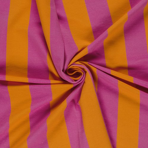 French Terry - Blockstreifen - orange/fuchsia - by Fräulein von Julie
