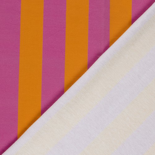 Preview: French Terry - Blockstreifen - orange/fuchsia - by Fräulein von Julie