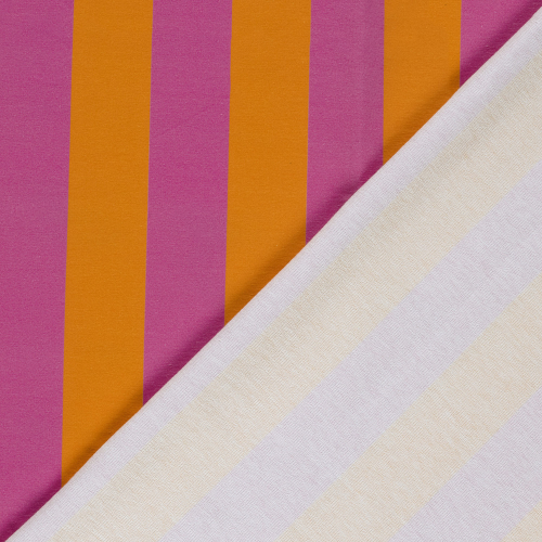 Preview: RESTSTÜCK 0,40m !!! - French Terry - Blockstreifen - orange/fuchsia - by Fräulein von Julie