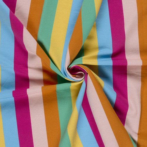 French Terry - Regenbogenstreifen - orange/fuchsia/grün - by Fräulein von Julie