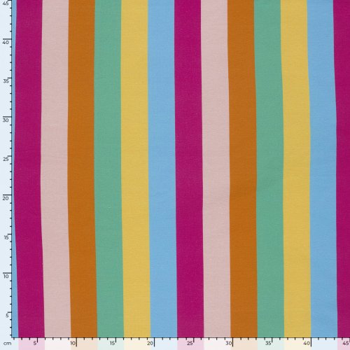 Preview: French Terry - Regenbogenstreifen - orange/fuchsia/grün - by Fräulein von Julie