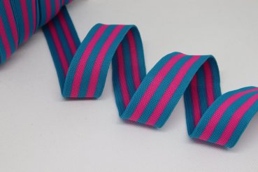 Stripes - unelastisch 3 cm - aqua/pink
