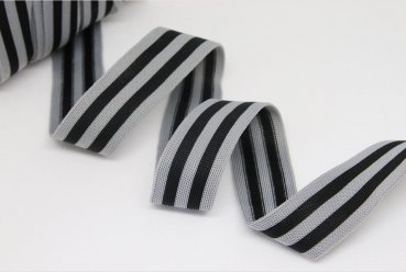 Stripes - unelastisch 3 cm - grau/schwarz