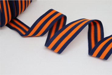 Stripes - unelastisch 3 cm - dunkelblau/orange