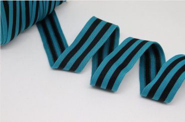 Stripes - unelastisch 3 cm - petrol/schwarz