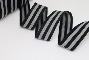 Stripes - unelastisch - 3 cm - schwarz/grau