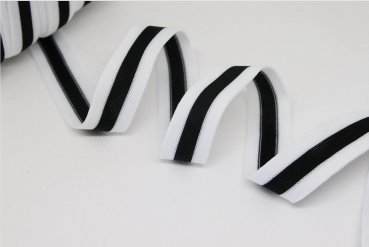 Stripes - unelastisch 2,5 cm - weiß/schwarz