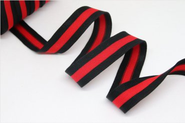 Stripes - unelastisch 2,5 cm - schwarz/rot
