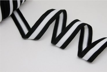Stripes - unelastisch 2,5 cm - schwarz/weiß
