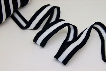 Stripes - unelastisch 2,5 cm - dunkelblau/weiß