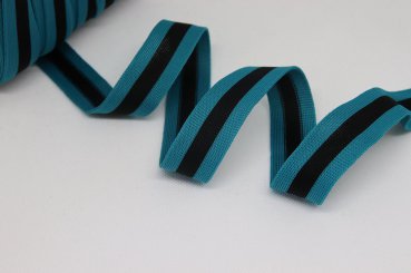 Stripes - unelastisch 2,5 cm - petrol/schwarz