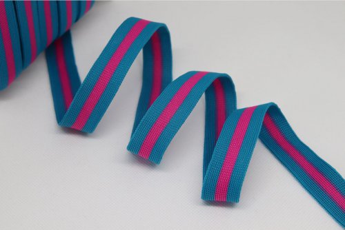 Stripes - unelastisch 2 cm - aqua/pink