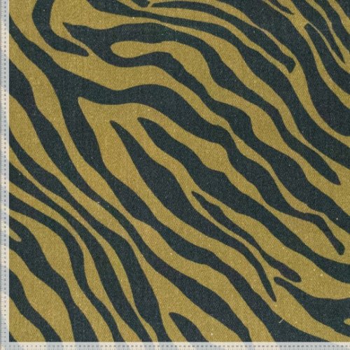 Light Denim Twill - Mano Zebra - navy/olive
