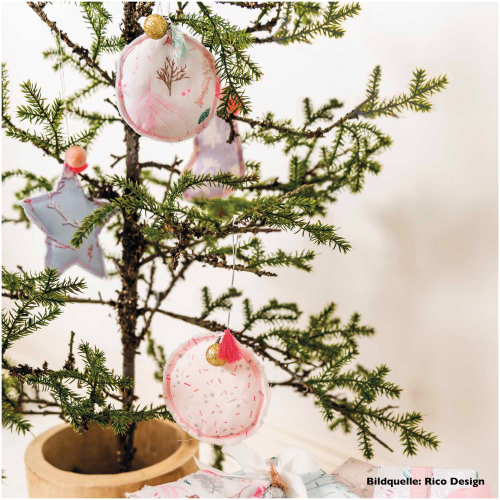 Preview: RESTSTÜCK 1,90m !!! - Musselin - Streifen - puder metallic - Nostalgic Christmas - Rico Design