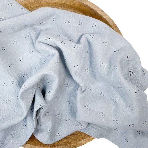 Musselin - 3-fold Curling Embroidery - hellgrau