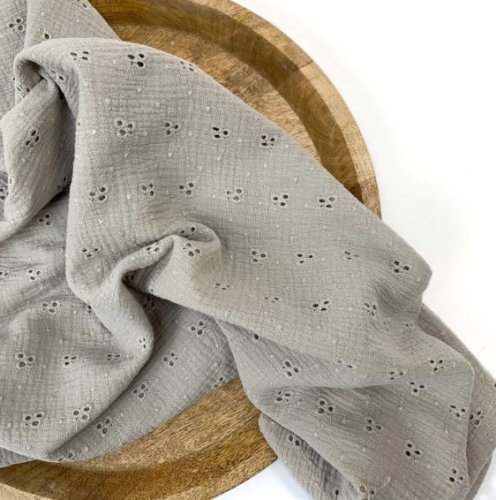 Musselin - 3-fold Curling Embroidery - taupe