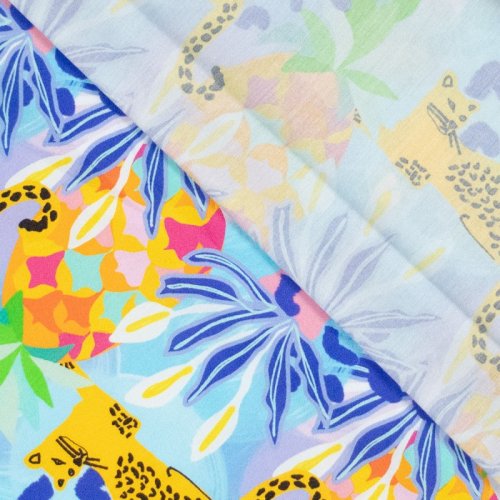 Preview: Baumwoll Popeline - Jungel - hellblau/gelb/blau - by Karina + Kind