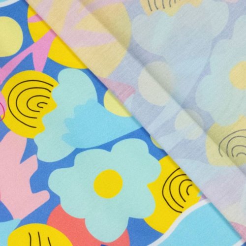 Preview: Baumwoll Popeline - Symphony - hellblau/blau/gelb - by Karina + Kind