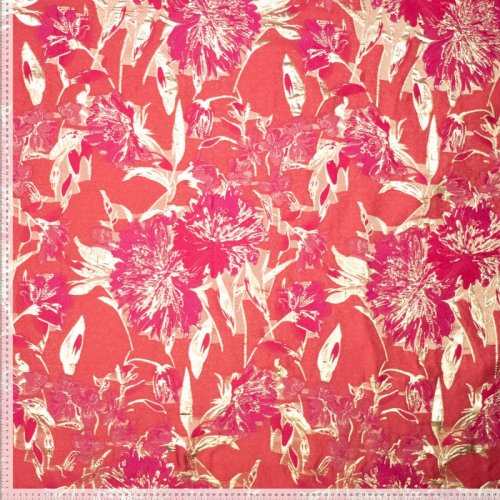Preview: Jacquard gewebt - Prisca - mit metallic Effekt - rot/fuchsia/gold