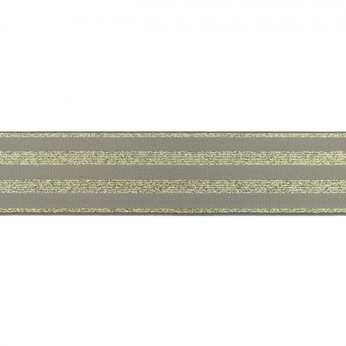 Gummiband - Streifen - Lurex gold - taupe - 4cm