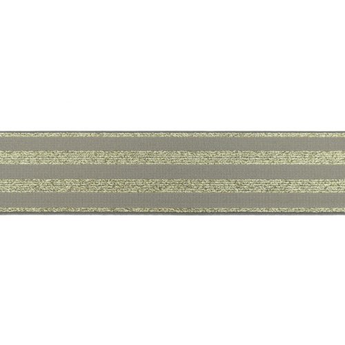 Gummiband - Streifen - Lurex gold - taupe - 4cm