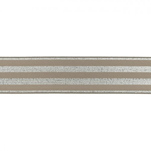 Gummiband - Streifen - Lurex silber - taupe - 4cm