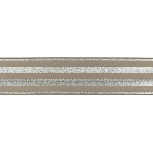 Gummiband - Streifen - Lurex silber - taupe - 4cm